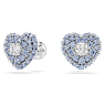 Idyllia stud earrings, Heart, Blue, Rhodium plated - Swarovski, 5683576