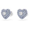Idyllia stud earrings, Heart, Blue, Rhodium plated - Swarovski, 5683576