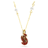 Swarovski Iconic Swan set, Crystal pearl, Swan, Red, Gold-tone plated - Swarovski, 5683933