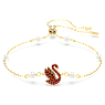 Swarovski Iconic Swan set, Crystal pearl, Swan, Red, Gold-tone plated - Swarovski, 5683933