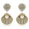 Idyllia clip earrings, Crystal pearl, Shell, White, Gold-tone plated - Swarovski, 5683946