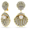 Idyllia clip earrings, Crystal pearl, Shell, White, Gold-tone plated - Swarovski, 5683946