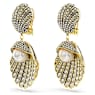 Idyllia clip earrings, Crystal pearl, Shell, White, Gold-tone plated - Swarovski, 5683946