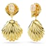 Cercei clips Idyllia, Perlă de cristal, Scoică, Albi, Placat cu auriu - Swarovski, 5683946