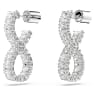 Hyperbola hoop earrings, Infinity, White, Rhodium plated - Swarovski, 5684047