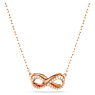Hyperbola จี้สร้อยคอ, ฝังแบบพาเว่, อินฟินิตี้, ขาว, เคลือบโทนสีโรสโกลด์ - Swarovski, 5684084