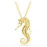 Idyllia pendant, Crystal pearls, Seahorse, Pink, Rose lacquered - Swarovski, 5684233