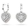 Idyllia Drop-Ohrhänger, Kristallperle, Herz, Weiß, Rhodiniert - Swarovski, 5684384