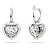 Idyllia Drop-Ohrhänger, Kristallperle, Herz, Weiß, Rhodiniert - Swarovski, 5684384