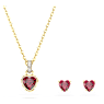 Parure Chroma, Cœur, Rouge, Placage de ton or - Swarovski, 5684506