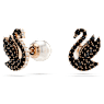 Pendientes de botón Swan, Perla de cristal, Cisne, Negros, Baño tono oro rosa - Swarovski, 5684608
