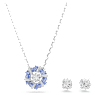 Idyllia set, Mixed cuts, Flower, Blue, Rhodium plated - Swarovski, 5685437