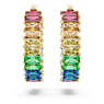 Matrix hoop earrings, Baguette cut, Multicolored, Gold-tone plated - Swarovski, 5685698