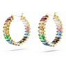 Matrix hoop earrings, Baguette cut, Multicolored, Gold-tone plated - Swarovski, 5685698