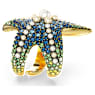 Idyllia cocktailring, Kristallen parels, Zeester, Meerkleurig, Goudkleurige toplaag - Swarovski, 5686985