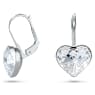 Długie kolczyki Bella, Serce, Białe, Powłoka z rodu - Swarovski, 5687414