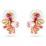 Gema clip earrings, Mixed cuts, Flower, Pink, Gold-tone plated - Swarovski, 5688479