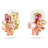 Gema clip earrings, Mixed cuts, Flower, Pink, Gold-tone plated - Swarovski, 5688479