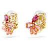 Gema clip earrings, Mixed cuts, Flower, Pink, Gold-tone plated - Swarovski, 5688479