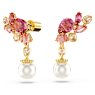 Gema drop earrings, Mixed cuts, Crystal pearls, Flower, Pink, Gold-tone plated - Swarovski, 5688486
