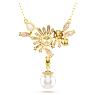 Gema pendant, Mixed cuts, Crystal pearl, Flower, Pink, Gold-tone plated - Swarovski, 5688490
