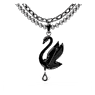 Swan choker and brooch, Crystal pearl, Swan, Black, Ruthenium plated - Swarovski, 5688747