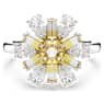 Idyllia cocktail ring, Mixed cuts, Flower, Yellow, Rhodium plated - Swarovski, 5689087