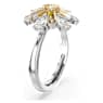 Idyllia cocktail ring, Mixed cuts, Flower, Yellow, Rhodium plated - Swarovski, 5689087