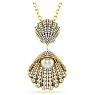 Idyllia pendant, Crystal pearl, Mixed cuts, Shell, White, Gold-tone plated - Swarovski, 5689197