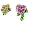 Alice in Wonderland stud earrings, Asymmetrical design, Flower, Multicolored, Rhodium plated - Swarovski, 5689488