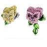 Alice in Wonderland stud earrings, Asymmetrical design, Flower, Multicolored, Rhodium plated - Swarovski, 5689488
