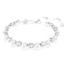 Matrix Tennis bracelet, Crystal pearl, Round cut, White, Rhodium plated - Swarovski, 5689625