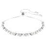 Matrix Tennis bracelet, Crystal pearl, Round cut, White, Rhodium plated - Swarovski, 5689633