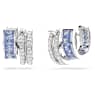 Connexus hoop earrings, Mixed cuts, Blue, Rhodium plated - Swarovski, 5690030