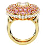 Idyllia Cocktailring, Oktagon-Schliff, Kristallperlen, Herz, Rosa, Goldlegierungsschicht - Swarovski, 5690057