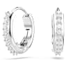 Matrix ต่างหูแบบห่วง, เจียระไนทรงกลม, ขาว, เคลือบโรเดียม - Swarovski, 5690670