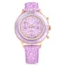 Octea Chrono watch, Swiss Made, Leather strap, Purple, Rose gold-tone finish - Swarovski, 5690804