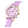 Octea Chrono watch, Swiss Made, Leather strap, Purple, Rose gold-tone finish - Swarovski, 5690804