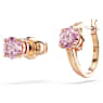 Connexus stud earrings, Asymmetrical design, Round cut, Pink, Mixed metal finish - Swarovski, 5691181