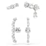 Matrix ต่างหูแบบ Cuff, เซ็ต (3 ชิ้น), Crystal Pearl, เหลี่ยมเจียระไน Round, ขาว, เคลือบโรเดียม - Swarovski, 5691715