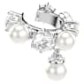 Matrix ear cuff, Set (3), Crystal Pearl, Ronde slijpvorm, Wit, Rodium toplaag - Swarovski, 5691715
