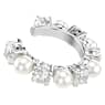 Matrix ต่างหูแบบ Cuff, เซ็ต (3 ชิ้น), Crystal Pearl, เหลี่ยมเจียระไน Round, ขาว, เคลือบโรเดียม - Swarovski, 5691715