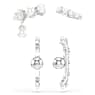Matrix ต่างหูแบบ Cuff, เซ็ต (3 ชิ้น), Crystal Pearl, เหลี่ยมเจียระไน Round, ขาว, เคลือบโรเดียม - Swarovski, 5691715