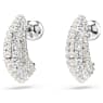 Sublima drop earrings, Crystal pearl, Round cut, Small, White, Rhodium plated - Swarovski, 5692107