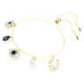 Symbolica bracelet, Crystal pearl, Clover, evil eye and horseshoe, Blue, Gold-tone plated - Swarovski, 5692162
