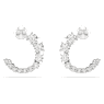 Matrix hoop earrings, Crystal pearl, Round cut, White, Rhodium plated - Swarovski, 5692260