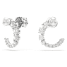 Matrix hoop earrings, Crystal pearl, Round cut, White, Rhodium plated - Swarovski, 5692260