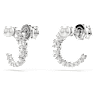 Matrix hoop earrings, Crystal pearl, Round cut, White, Rhodium plated - Swarovski, 5692260