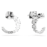 Matrix hoop earrings, Crystal pearl, Round cut, White, Rhodium plated - Swarovski, 5692260