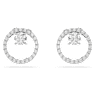 Constella stud earrings, Round cut, White, Rhodium plated - Swarovski, 5692262